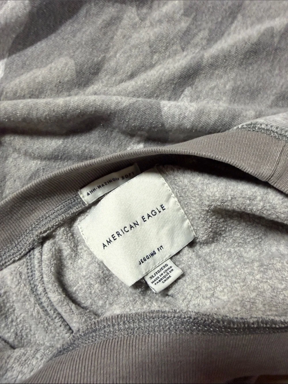 American Eagle Outfitters Gray Camo Crewneck Sweater
